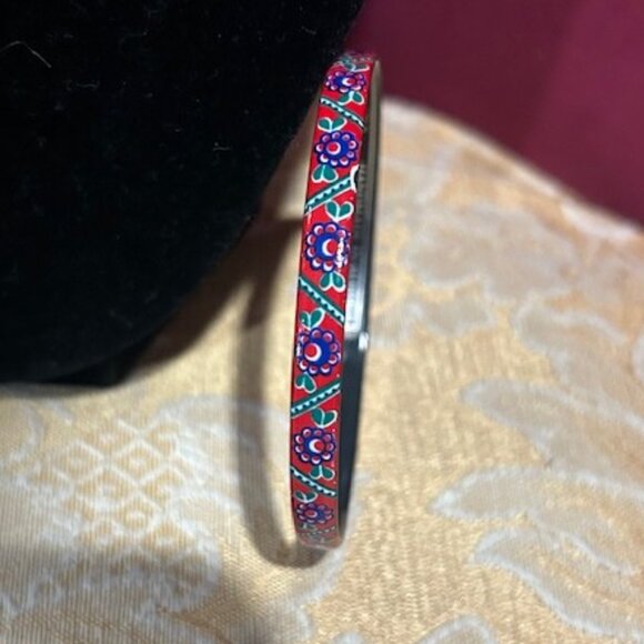 MICHAELA FREY Enamel Red Green Blue Floral Bangle BRACELET - Picture 7 of 11